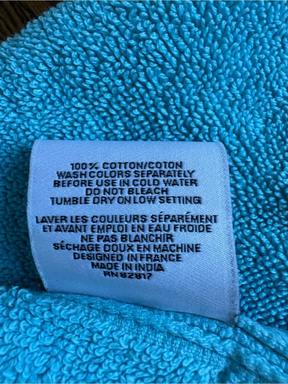 Lacoste Hand Towel Teal Blue 100% Cotton Crocodile Logo 28 X 14 1/4